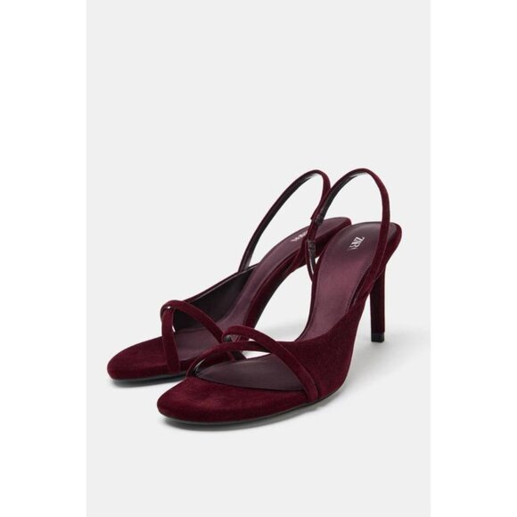 Zara Shoes - ZARA VELVET EFFECT HEELED SANDALS